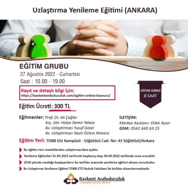 UZLAŞTIRMA YENİLEME EĞİTİMİ ANKARA