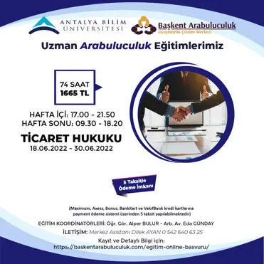 TİCARET HUKUKU ARABULUCULUK UZMANLIK EĞİTİMİ