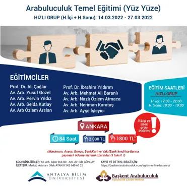 ARABULUCULUK TEMEL EĞİTİMİ HIZLI GRUP