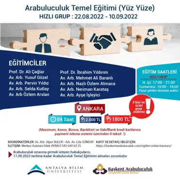 ARABULUCULUK TEMEL EĞİTİMİ HIZLI GRUP