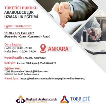 TÜKETİCİ HUKUKUNDA ARABULUCULUK UZMANLIK EĞİTİMİ